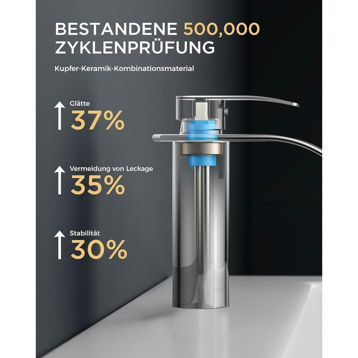 WASCHTISCHARMATUR Wasserfall Einlochmontage polierter Chrom - Silberfarben, Metall (12.7/7.5/17.8cm)