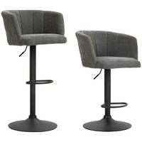 2ER-SET Barhocker, Bistrohocker mit Fußstütze, Drehbar Barstuhl Höhenverstellbar - Dunkelgrau/Schwarz, Kunststoff/Textil (53/110/59cm) - HOMCOM