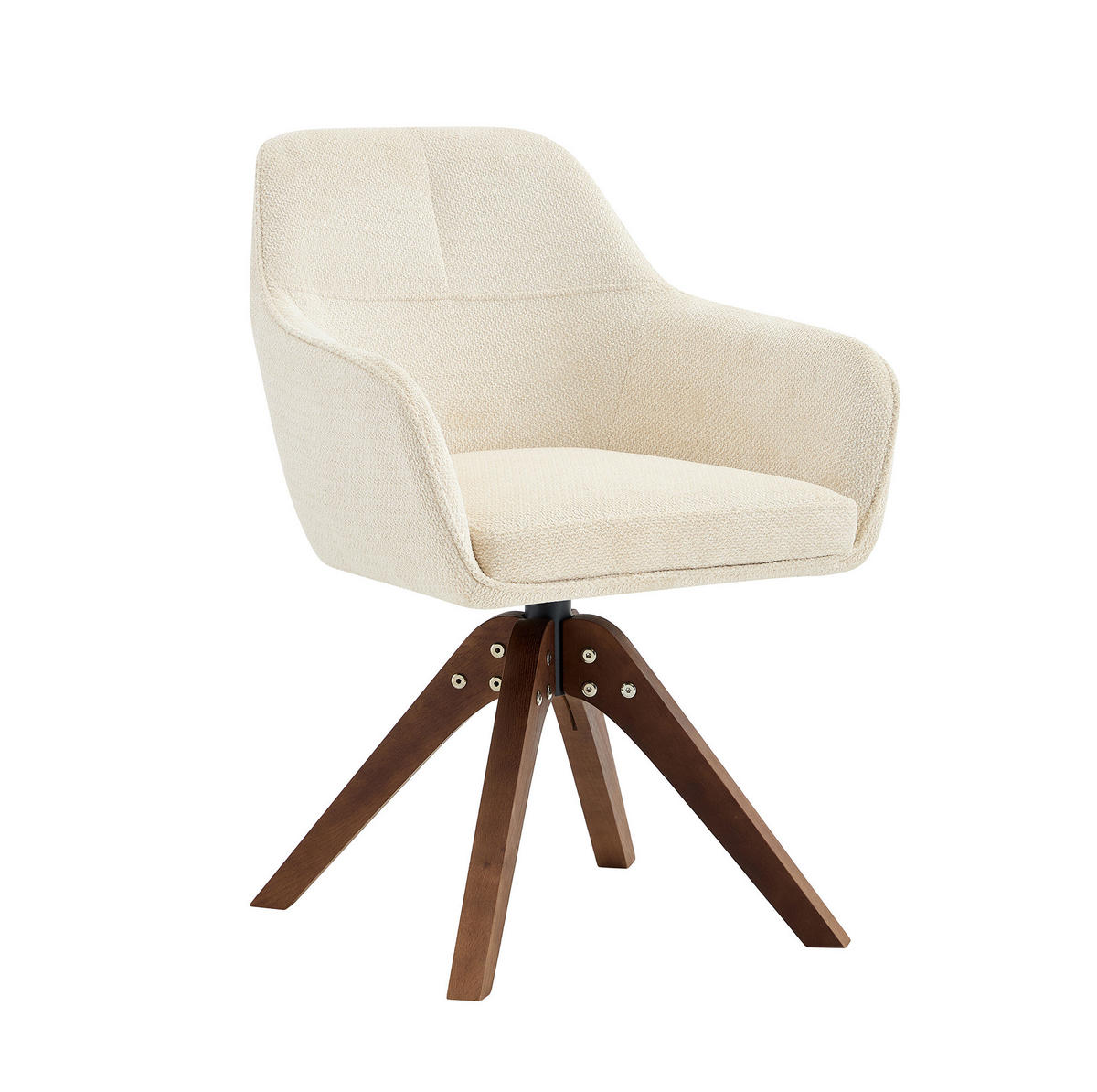 ESSZIMMERSTUHL drehbar mit Armlehnen 82 cm Stoff Walnut White 2er-Set - Weiß, Holz (46/82/58cm) - Meubliv