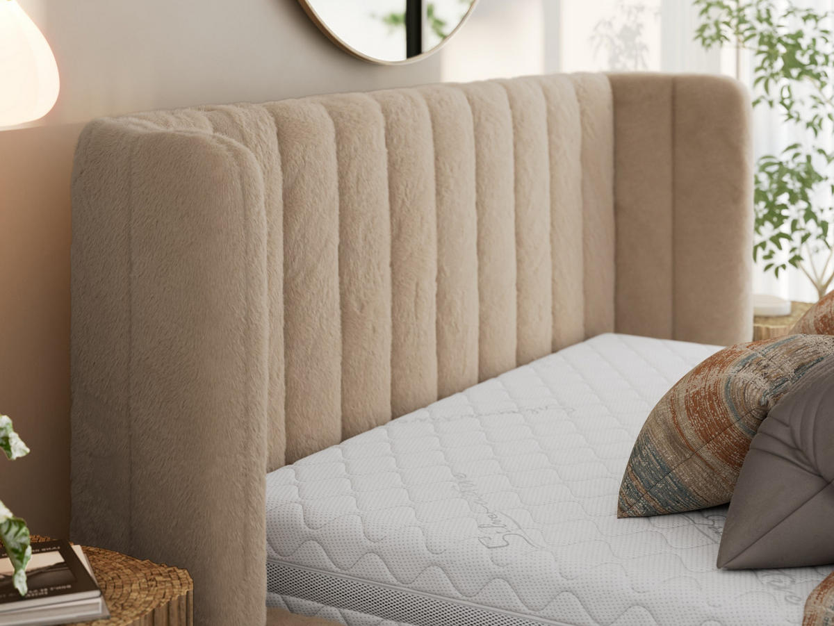 POLSTERBETT GOLETTA CLASSIC 200/200 - Beige Plüsch - Multipocket-Matratze - Beige, Textil (200/200cm) - MKS