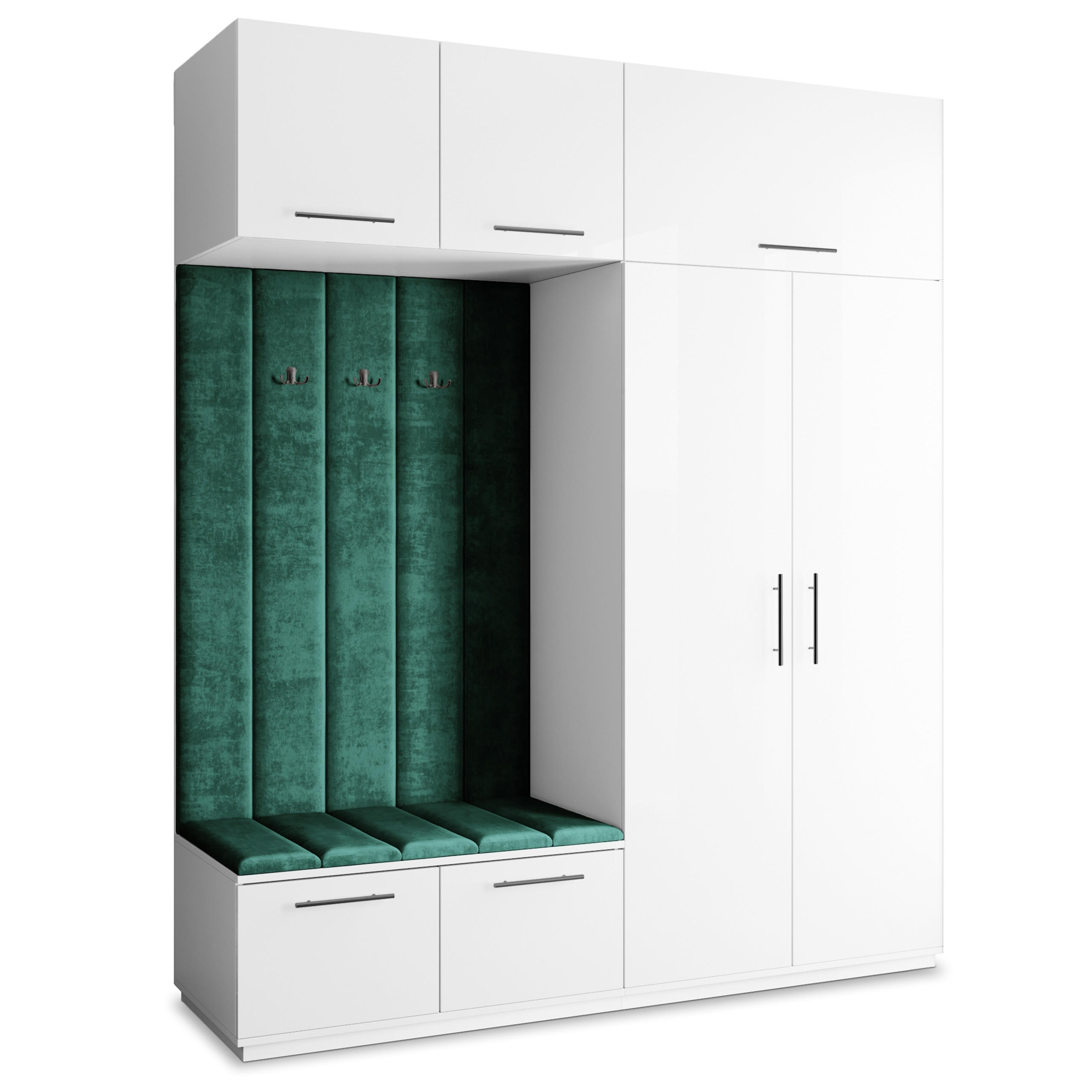 Masseno Garderobenschrank Weiß, Grün 200x240x60 cm