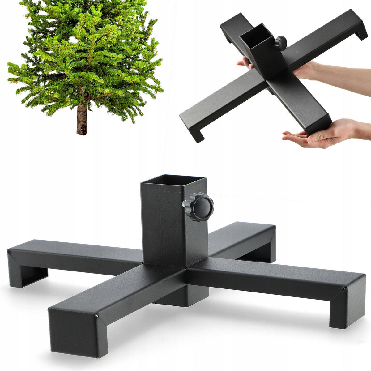 KADAX Weihnachtsbaumständer aus Metall für Weihnachtsbaum, Schwarz, Loft - Schwarz, Metall (15cm) - KADAX