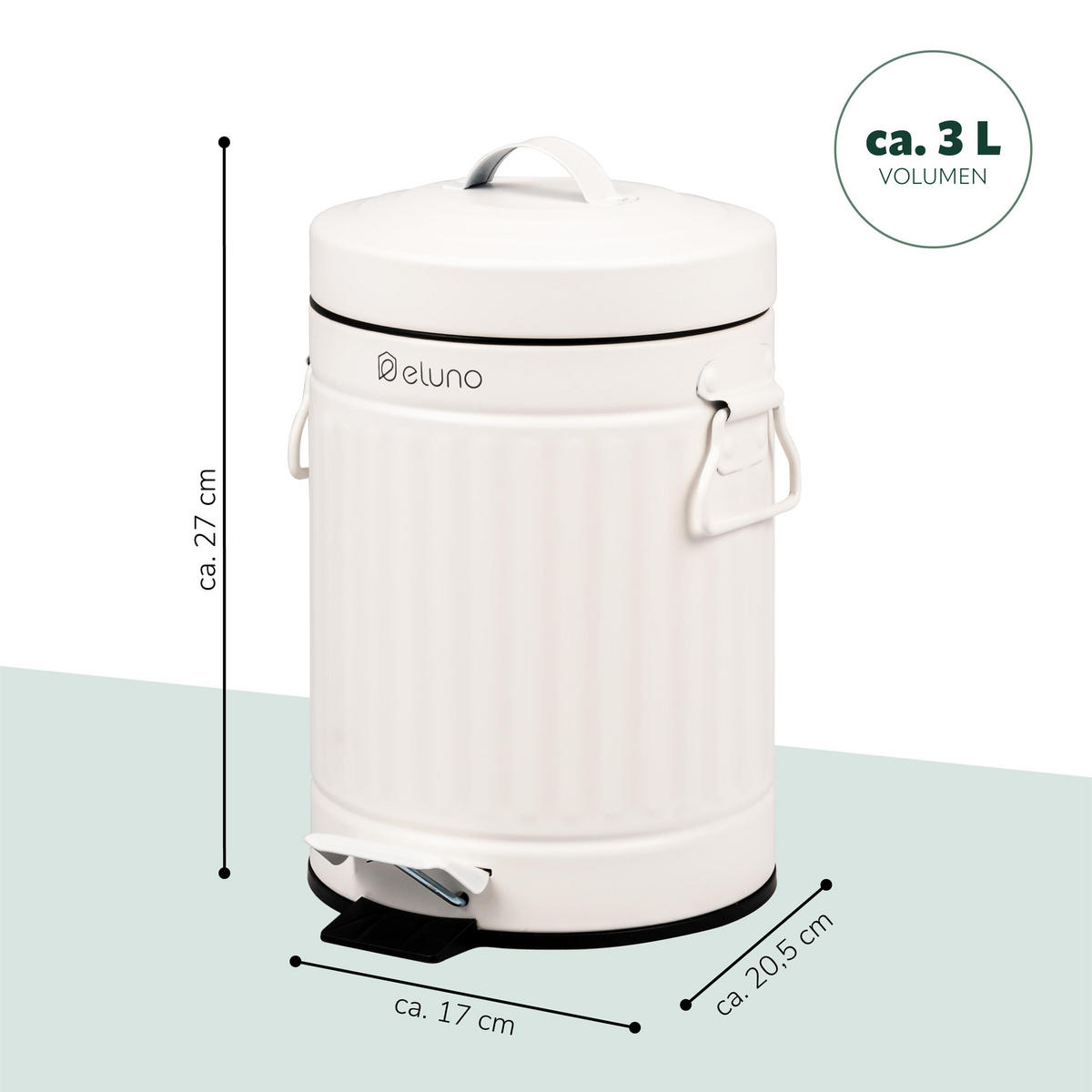 KOSMETIKEIMER 3 Liter, weiß, Metall - Weiß, Metall (17/27/20.5cm) - eluno