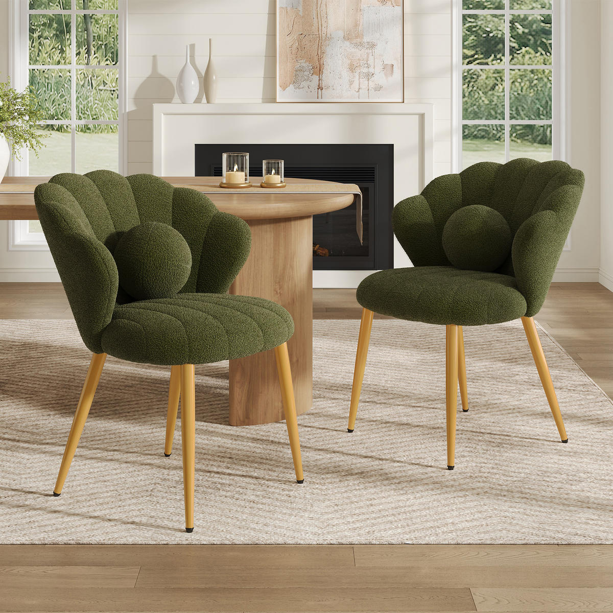 STUHL-SET 2 Stück Muschel-Design, DE-42124, Grün - Grün, Holzwerkstoff (62.5/83/60cm) - ComfortXL
