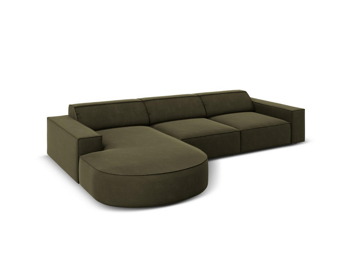 ECKSOFA links Jodie aus Samt grün 4 Sitzplätze - Grün, Textil (166/284cm) - Micadoni