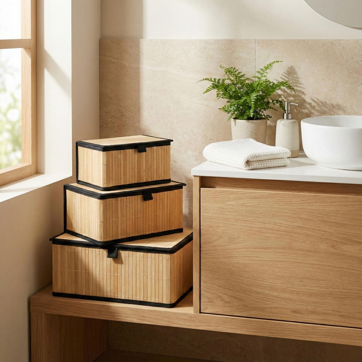 KORB 3er-Set Tilva - Braun, Naturmaterialien (25/15/32cm) - BOXIMO