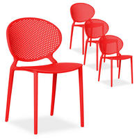 GARTENSTUHL 4er-Set Kunststoff Rot - Rot, Kunststoff (41/77/48cm) - Homestyle4u