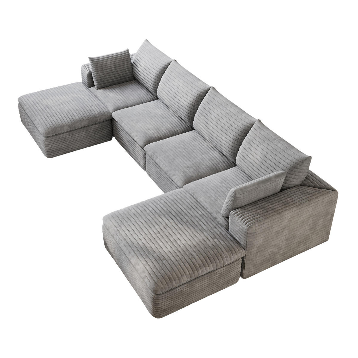 WOHNLANDSCHAFT aus Stoff 340 cm Grau mit abnehmbarer Polsterung und Schaumstoffkern - Grau, Textil (340/60/160cm) - Modfu