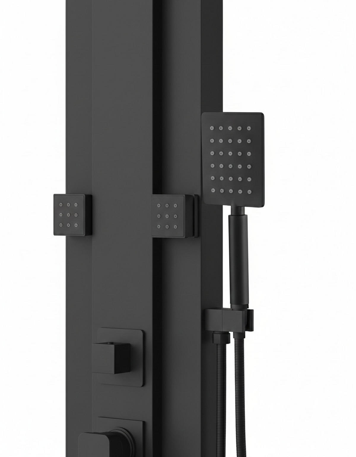 DUSCHPANEEL Arden mit Mischbatterie Schwarz Aluminium - 135 x 22 cm - Schwarz, Holz (22/135/7cm) - Badplaats