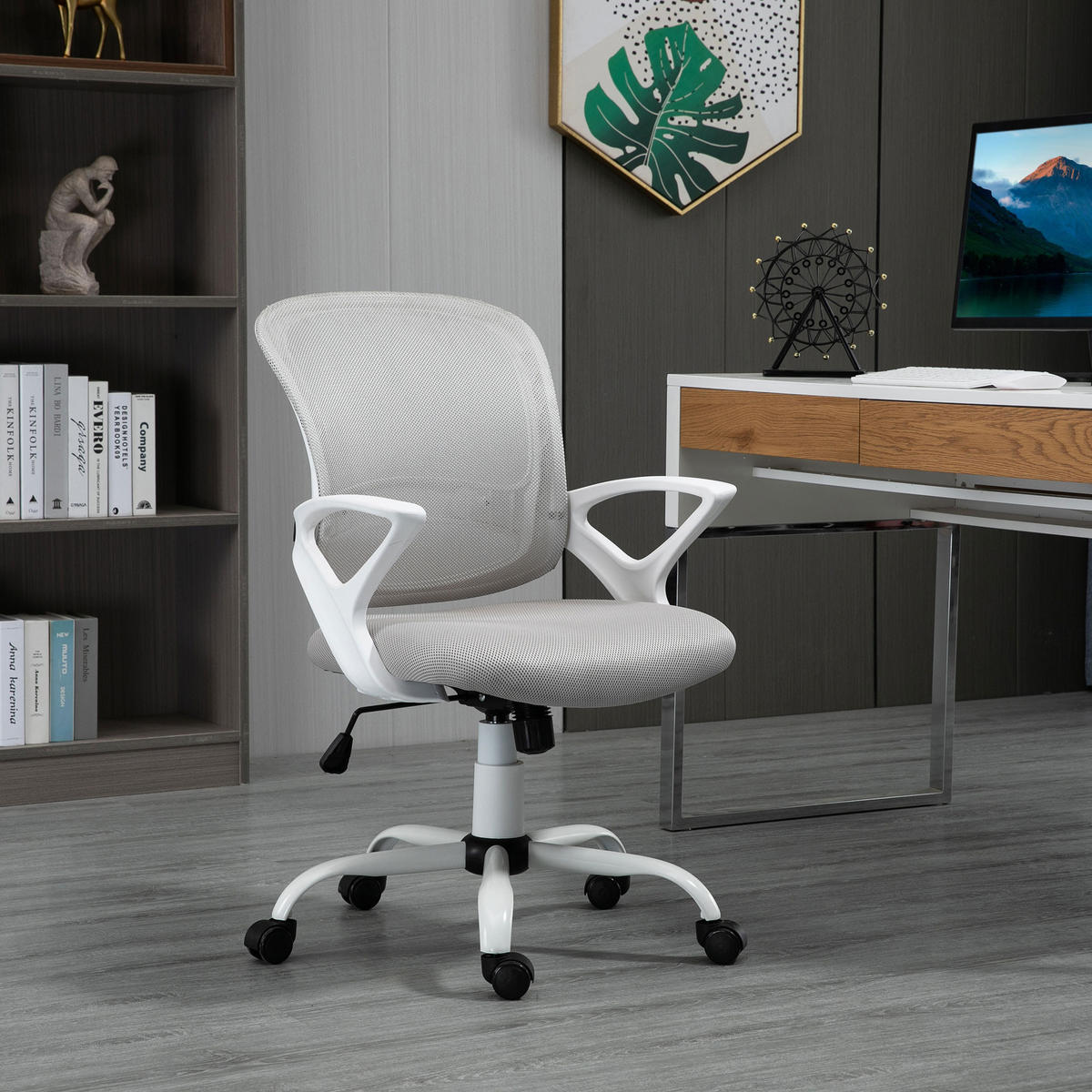 BÜROSTUHL Ergonomischer Mesh Schreibtischstuhl, Grau - Grau, Kunststoff (61/99/61cm) - Vinsetto