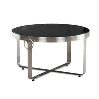 COUCHTISCH Glas Metall Rund 60x60x34 cm mit Griffen Silber Modern - Silberfarben, Glas/Metall (60/60/34cm) - KADIMA DESIGN