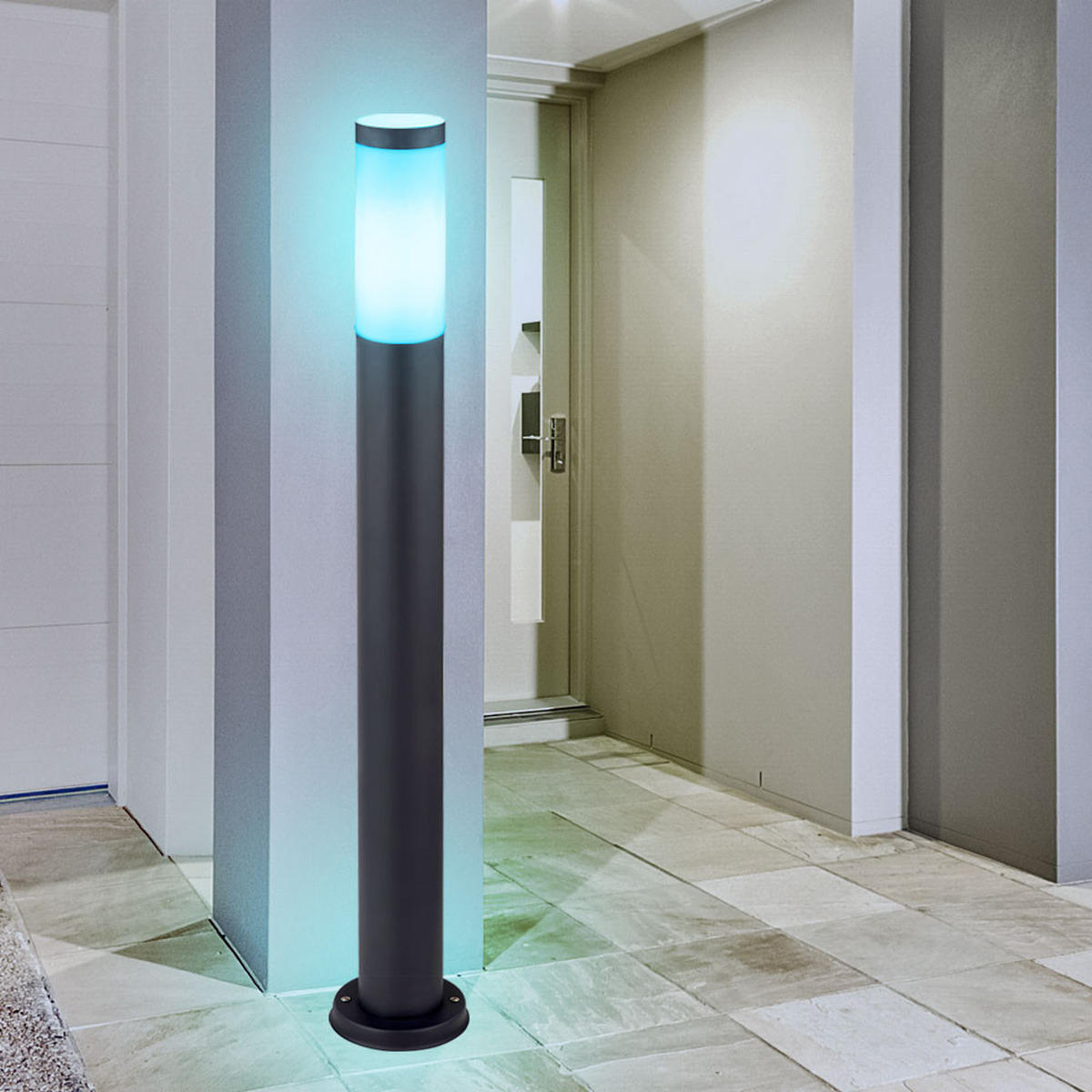 LED STEHLEUCHTE BOSTON Edelstahl Anthrazit 2er Set - Anthrazit, Metall (12.7/12.7/80cm)