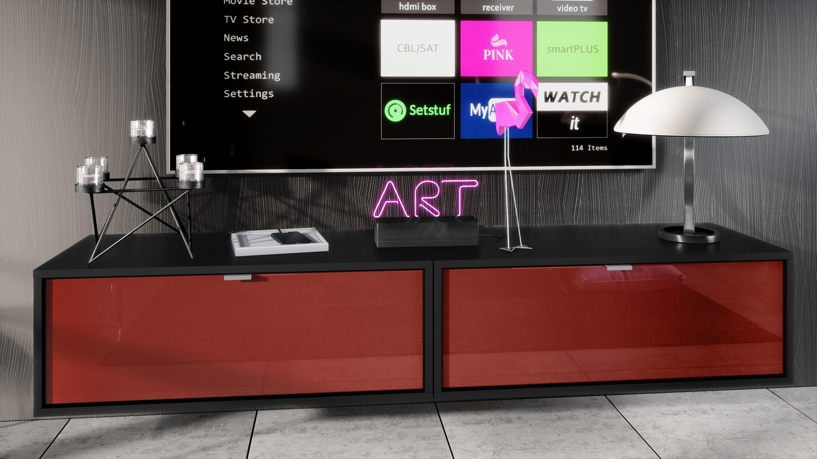 Thumbnail - Vladon Lowboard, Bordeaux, Holzwerkstoff, 80x37x29 cm, Wohnzimmer, Wohnwände, Lowboards, Lowboards stehend