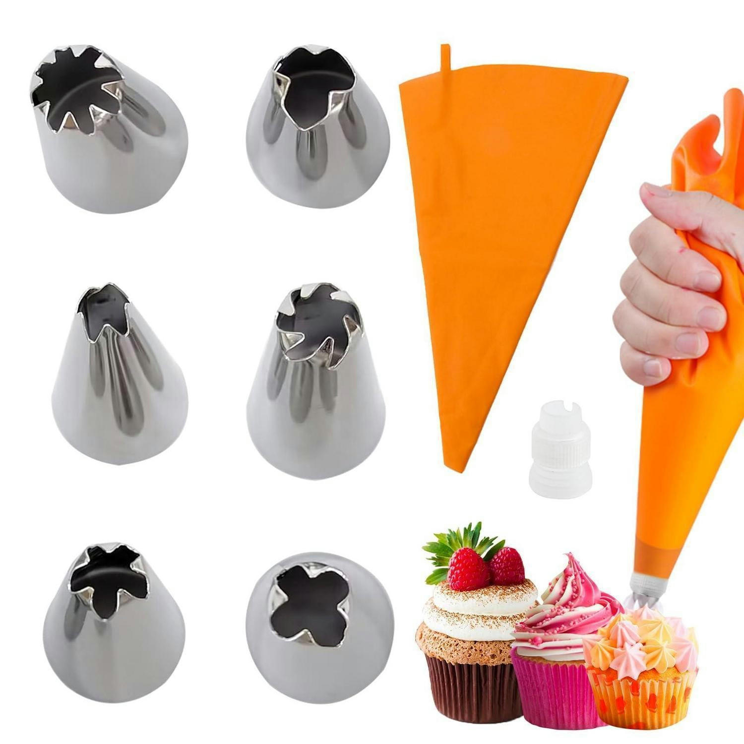 SPRITZBEUTEL-SET mit 6 Edelstahldüsen Orange - Orange, Metall (17/1/31cm)