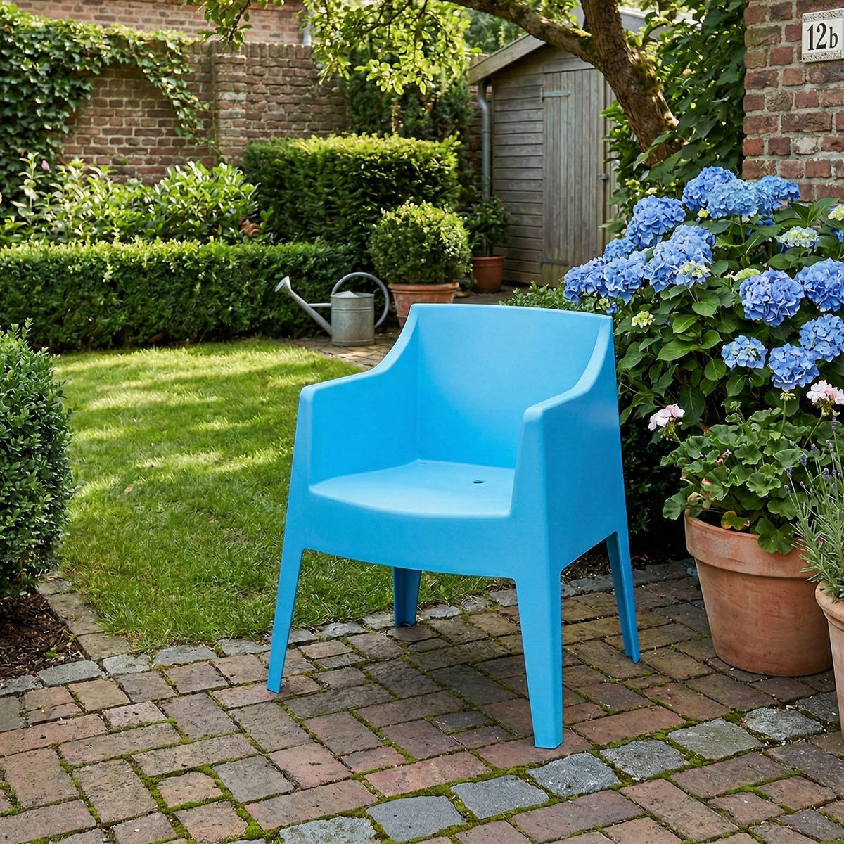 GARTENSTUHL Henri 4er Set 73x57x78cm Kunststoff Blau Stapelstuhl - Blau, Kunststoff (73/78/57cm) - DELUKE