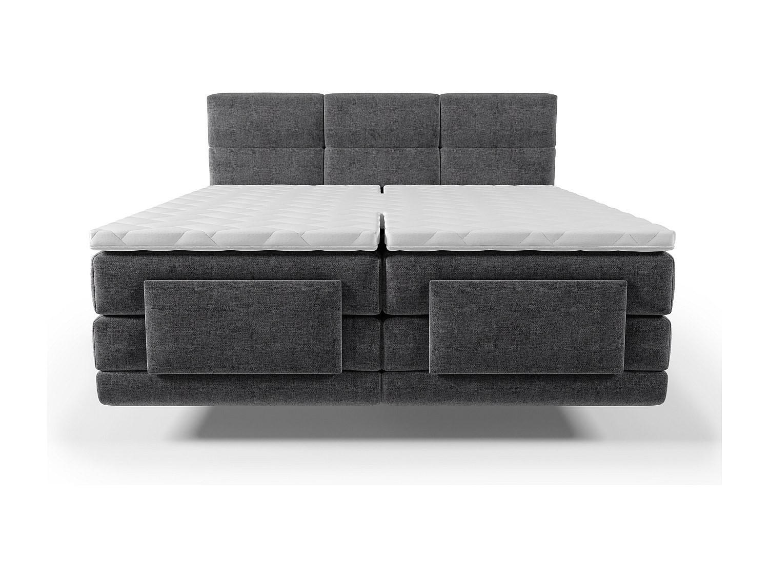 BOXSPRINGBETT - 2 Personen - stoff - anthrazitgrau Lodi - Anthrazit, Textil (90/200cm) - Vente-Unique