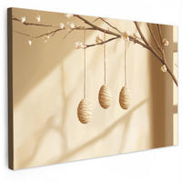 SLIKA NA PLATNU Velikonočna jajca 60x40 cm - bež, tekstil (60/40cm) - MuchoWow