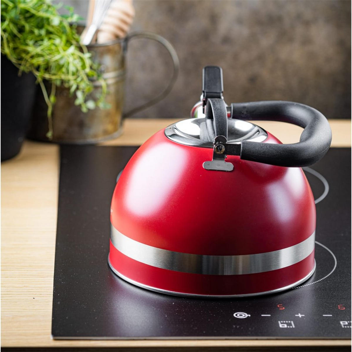 WASSERKESSEL Rot 22/18/23 cm KH1853 - Rot, Metall (22cm) - Kinghoff 