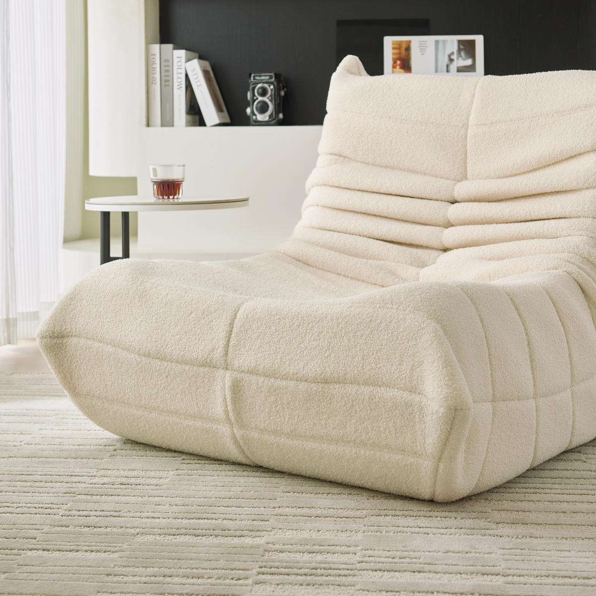 LIEGESESSEL 85/110/79 cm Beige Ergonomische Unterstützung für Schlafzimmer Wohnzimmer - Beige, Textil (110/79/85cm) - OKWISH