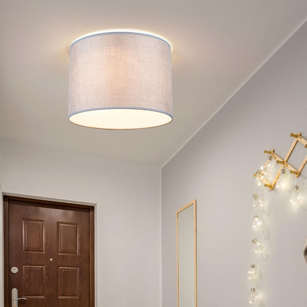 DECKENLEUCHTE Metall Textil Grau Weiß - Grau, Metall (35/35/27cm)