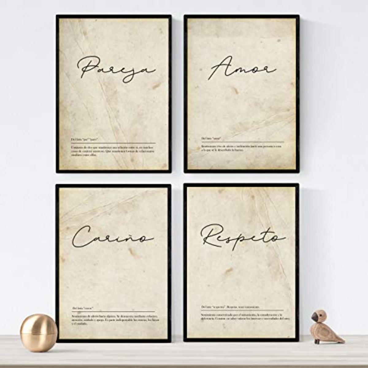 POSTER Set mit 4 Wortdefinitionen für Paare Nordic Weißen A3 Rahmenlos - Klar, Papier (29.7/3cm) - Nacnic