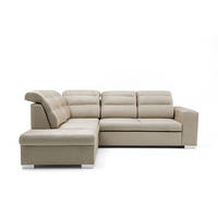 ECKSOFA CLOUD L Links mit Schlaffunktion 120x190 Velours Beige - Chromfarben/Beige, Holz/Kunststoff (202/260cm) - Muffo