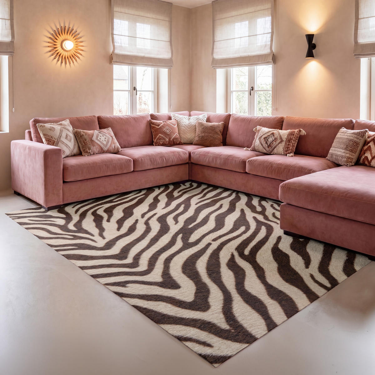 KOBERCE - Zebra - Pruhy - hnedá - 150x230 cm - čierna, textil/plast (150/0.4cm) - OnlyWow