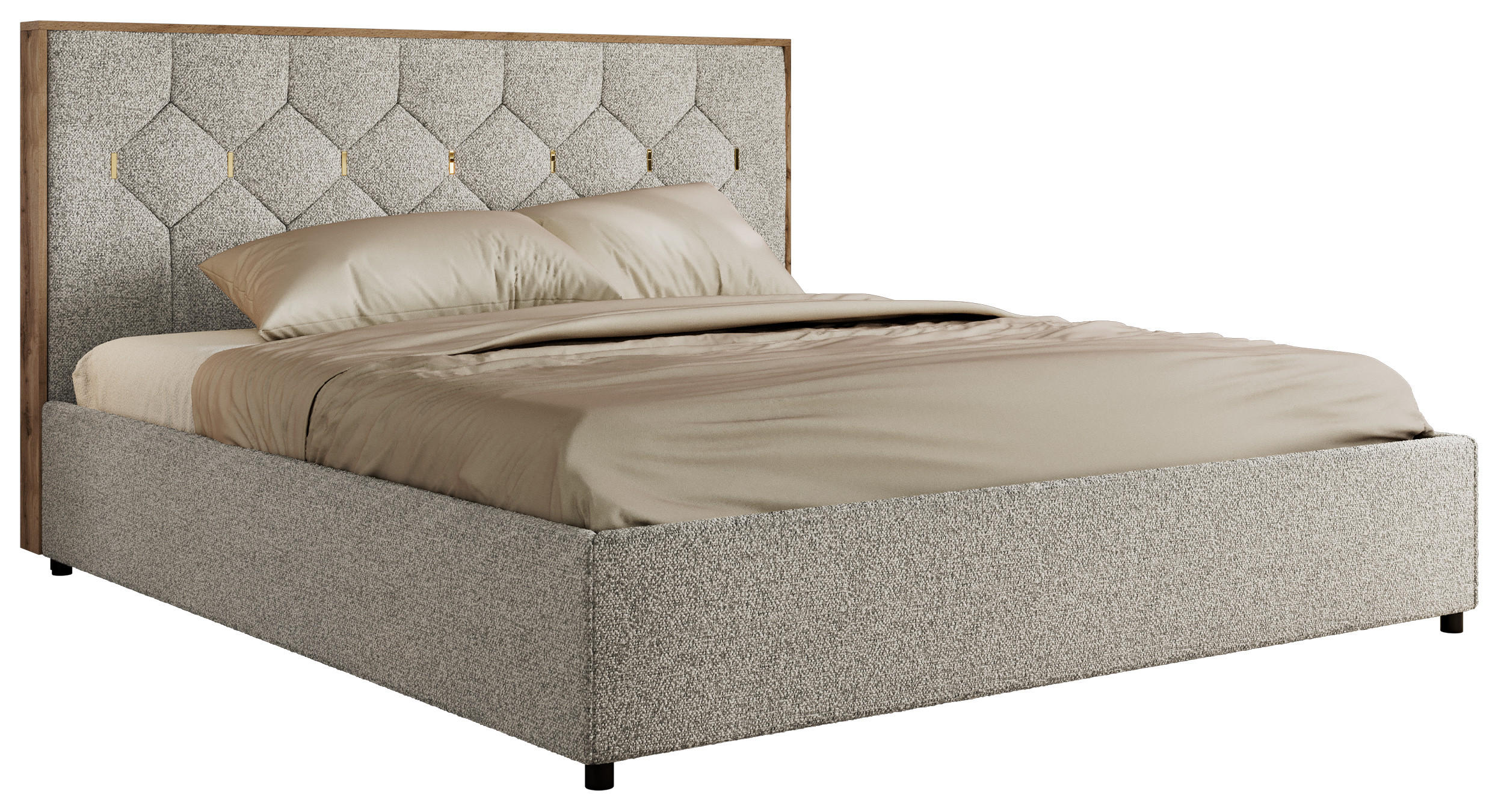 POLSTERBETT LARINO CLASSIC 140/200 - Hellgrau Strukture - ohne Matratze - Hellgrau, Textil (140/200cm) - MKS