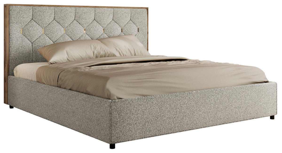 POLSTERBETT LARINO CLASSIC 140/200 - Hellgrau Strukture - ohne Matratze - Hellgrau, Textil (140/200cm) - MKS