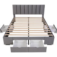 POLSTERBETT 160/200 cm in Samt - Grau, Holz/Textil (160/200cm) - KOMHTOM