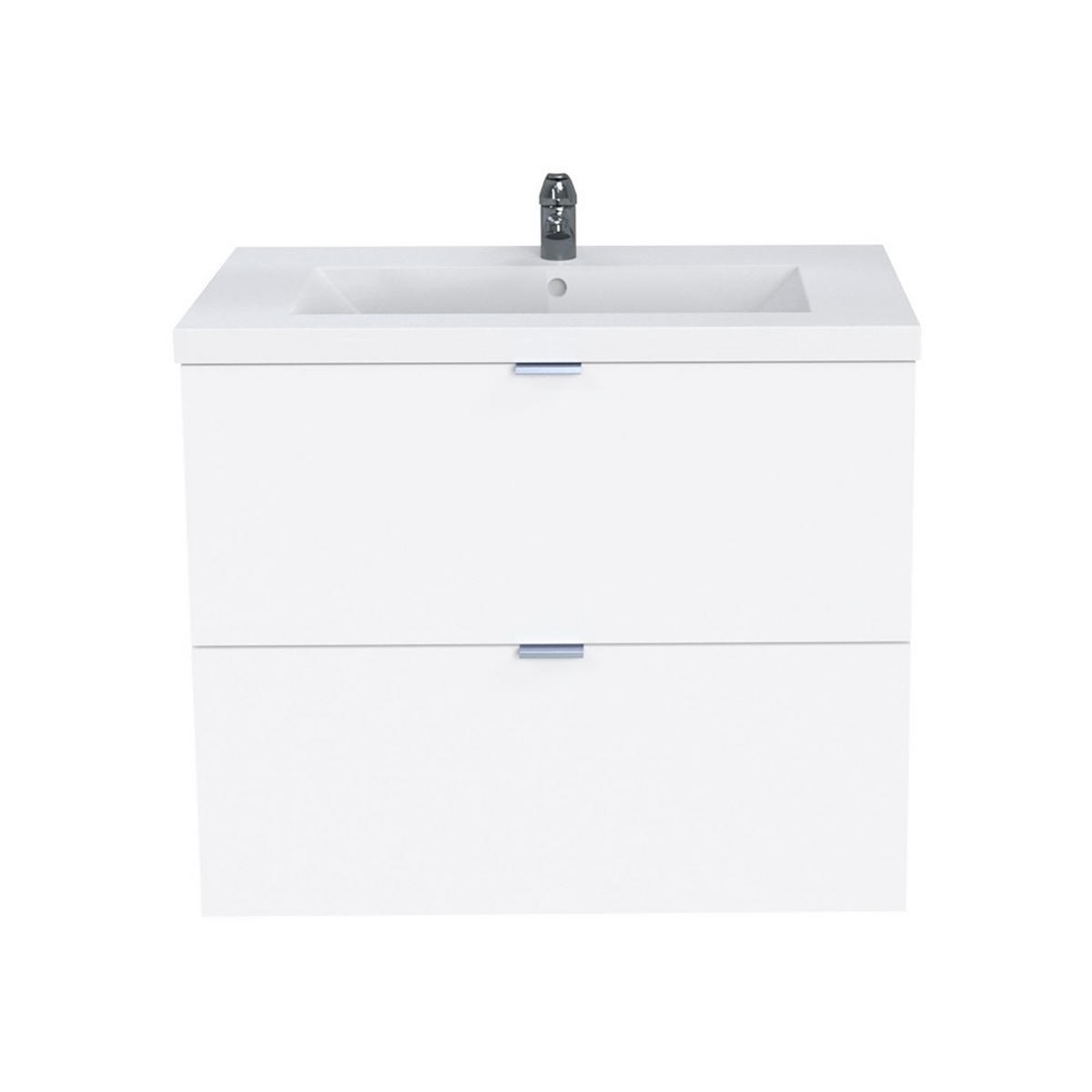 MÖBELSET MALAGA 80 cm + Waschbecken + Spiegel / Weiß - Weiß, Holzwerkstoff (81/70/81cm) - Weber Industries