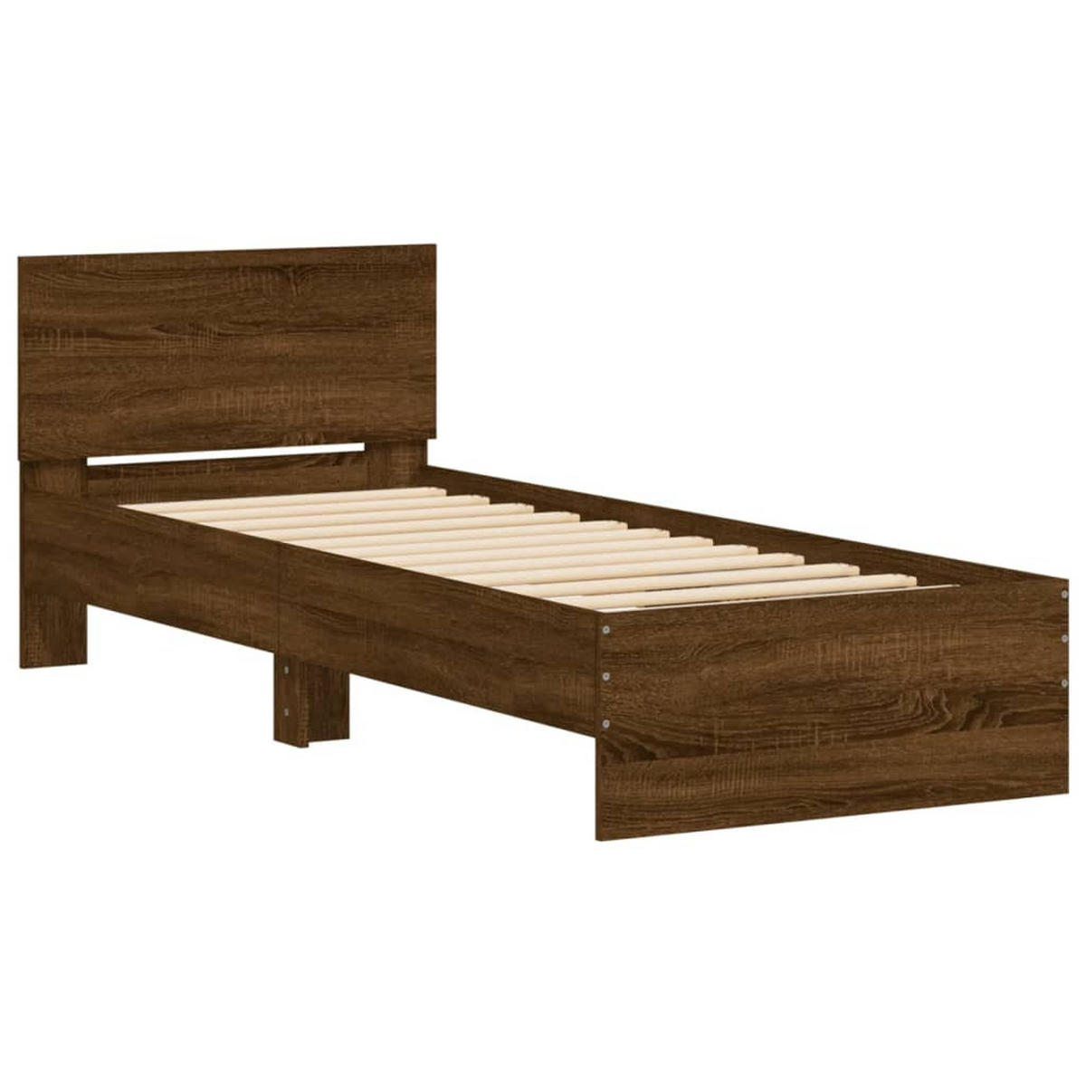 BETTGESTELL Ohne Matratze Mit Kopfteil Braun Eiche 90/200 Cm - Braun, Holzwerkstoff (90/200cm) - vidaXL
