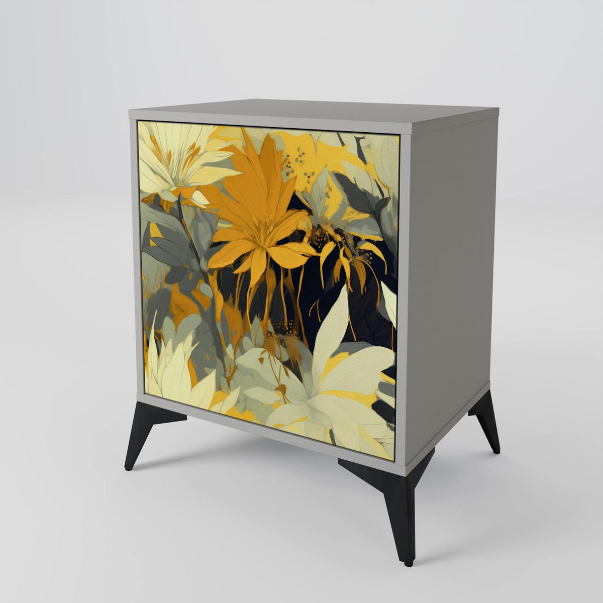 SIDEBOARD SUNKISSED LILY, Grau, 57,5x42x57,5 cm, Ohne Füße - Multicolor/Grau, Holzwerkstoff (57.5/57.5/42cm) - SpaceRebels