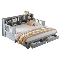 BETT 90/190 cm aus Massivholz in Grau – ausziehbar auf 180/190 cm, inkl. Lattenrost - Grau, Holzwerkstoff (90/190cm) - BEAOK
