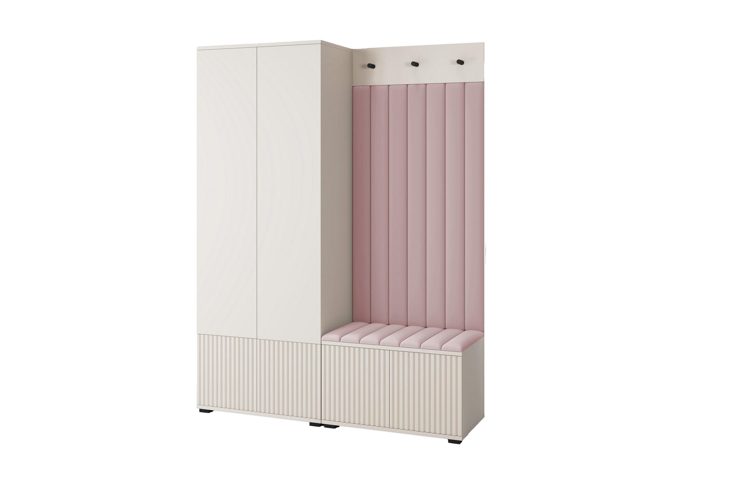 GARDEROBE Ritmo version 1 mit POLSTERPANEELEN ROSA - Beige/Rosa, Holzwerkstoff (140/185/40cm) - Jerpax