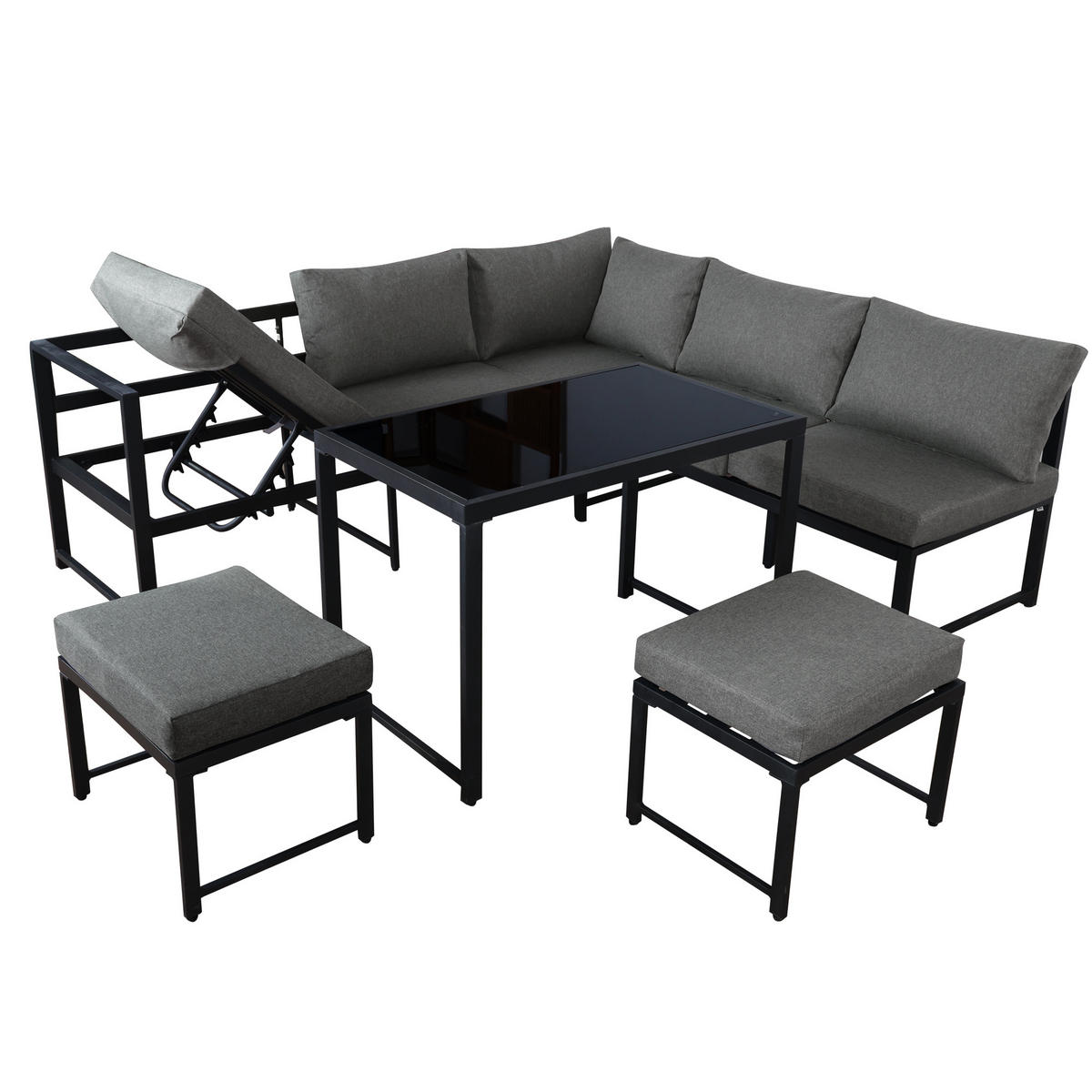 LOUNGEGARNITUR Grau - Schwarz, Metall - ComfortXL