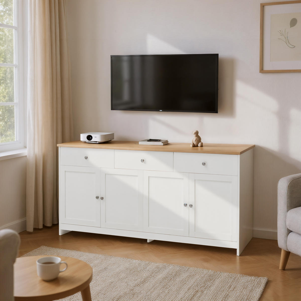 SIDEBOARD Weiß 160/37/75 cm - Weiß, Holzwerkstoff (37/75/160cm) - Urban Meuble
