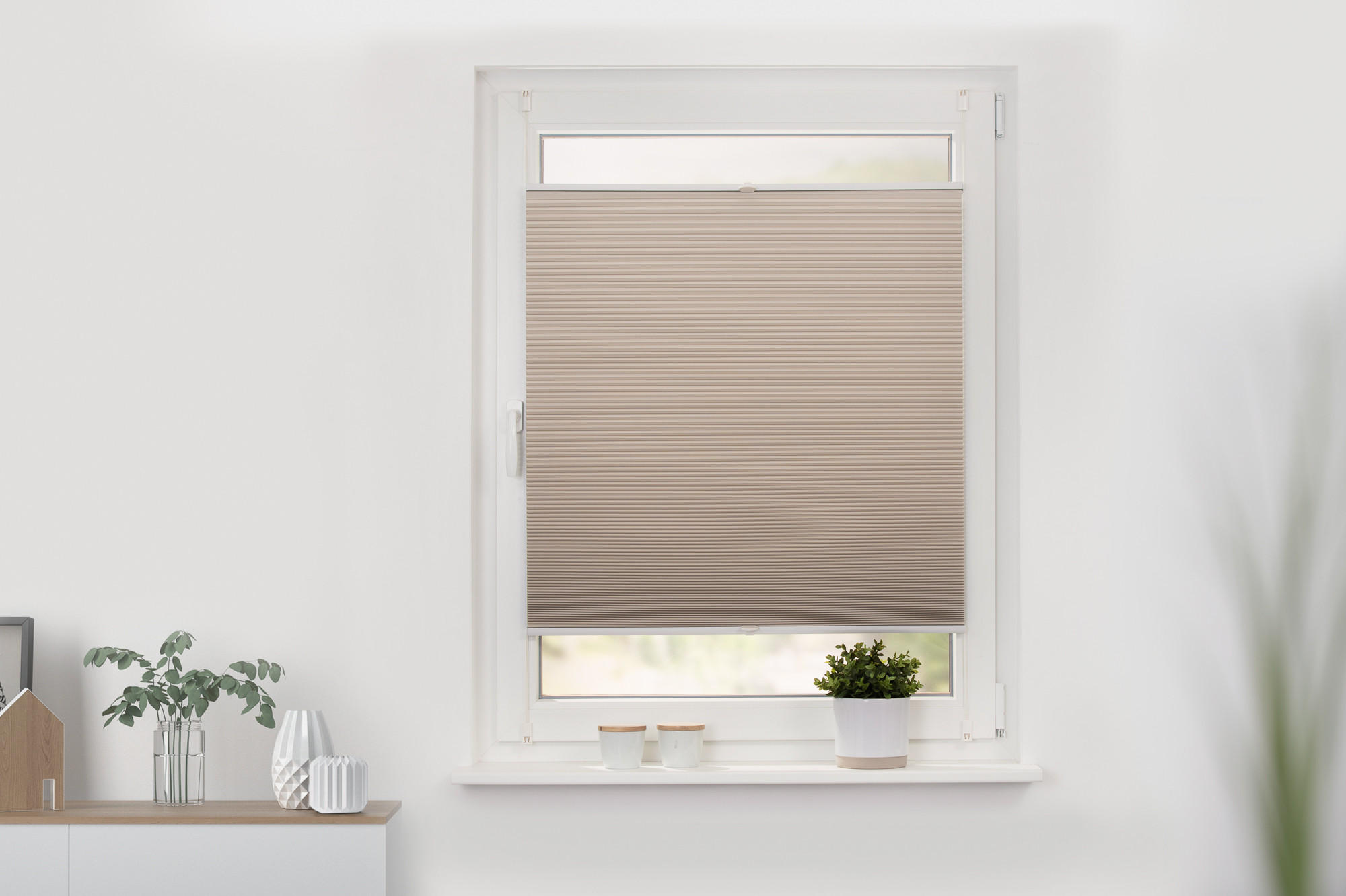 THERMO-PLISSEE KLEMMFIX OHNE BOHREN, VERDUNKELUNG, VERSPANNT - Creme, Kunststoff (110/130cm) - Lichtblick Original