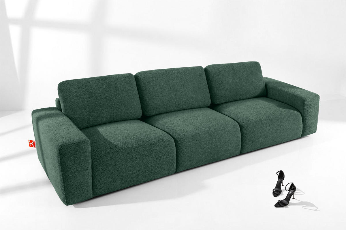 3-SITZER SOFA ZUCCO, Grün - Grün, Holz/Holzwerkstoff (292/85/100cm) - KONSIMO®