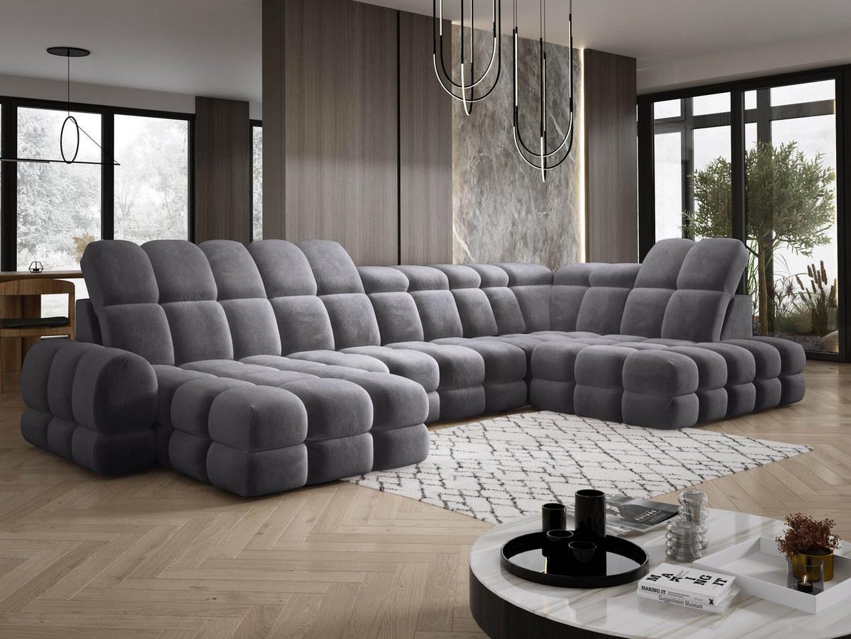 ECKSOFA TOLLO Salvador-stoff U-form 400x217x105 cm anthrazit - Anthrazit, Holz/Textil (217/400cm) - DomoHome