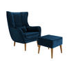 SESSEL Estjano mit Fußbank - Blau/Beige, Holz (80/106/95cm) - MIRJAN24