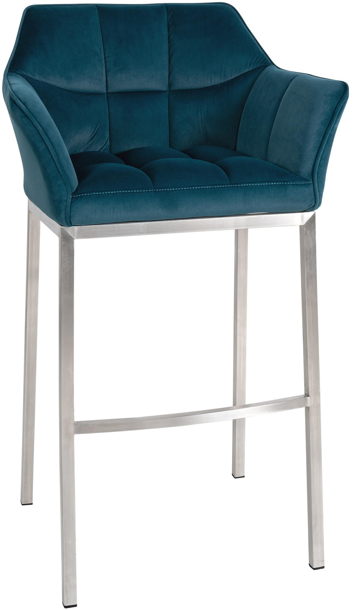 BARHOCKER Gibel Samt Grün Silber - Grün, Textil (64/110/48cm) - DELUKE