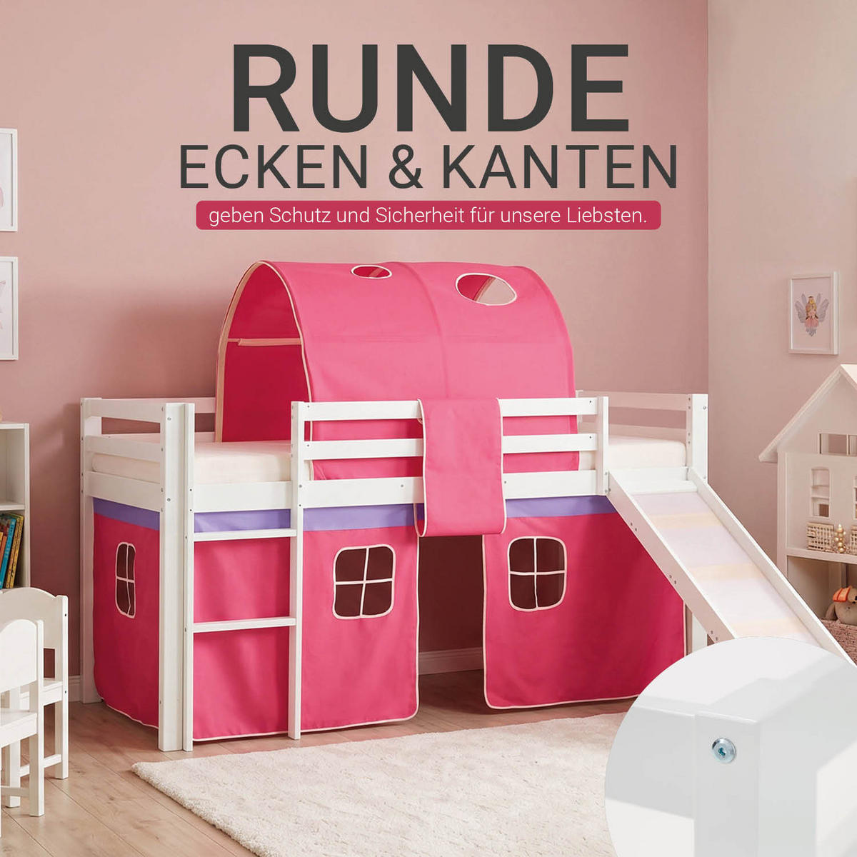 HOCHBETT Pink 90/200 cm Lattenrost - Pink/Weiß, Holz (90/200cm) - Homestyle4u