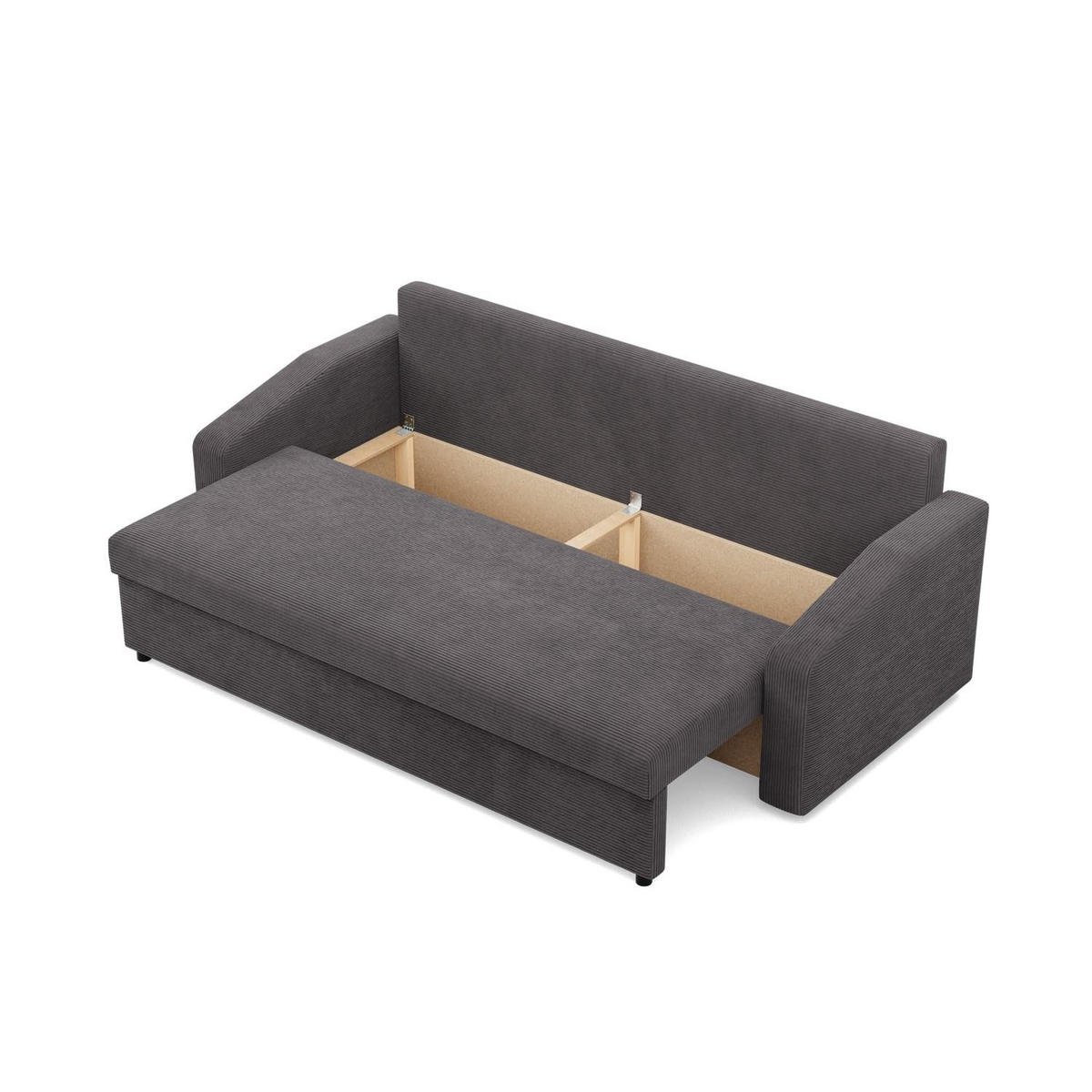 SOFA 3-SITZER MIT SCHLAFFUNKTION NEO, Cord - Dunkelgrau - Grau, Textil (220/92/92cm) - Mebligo
