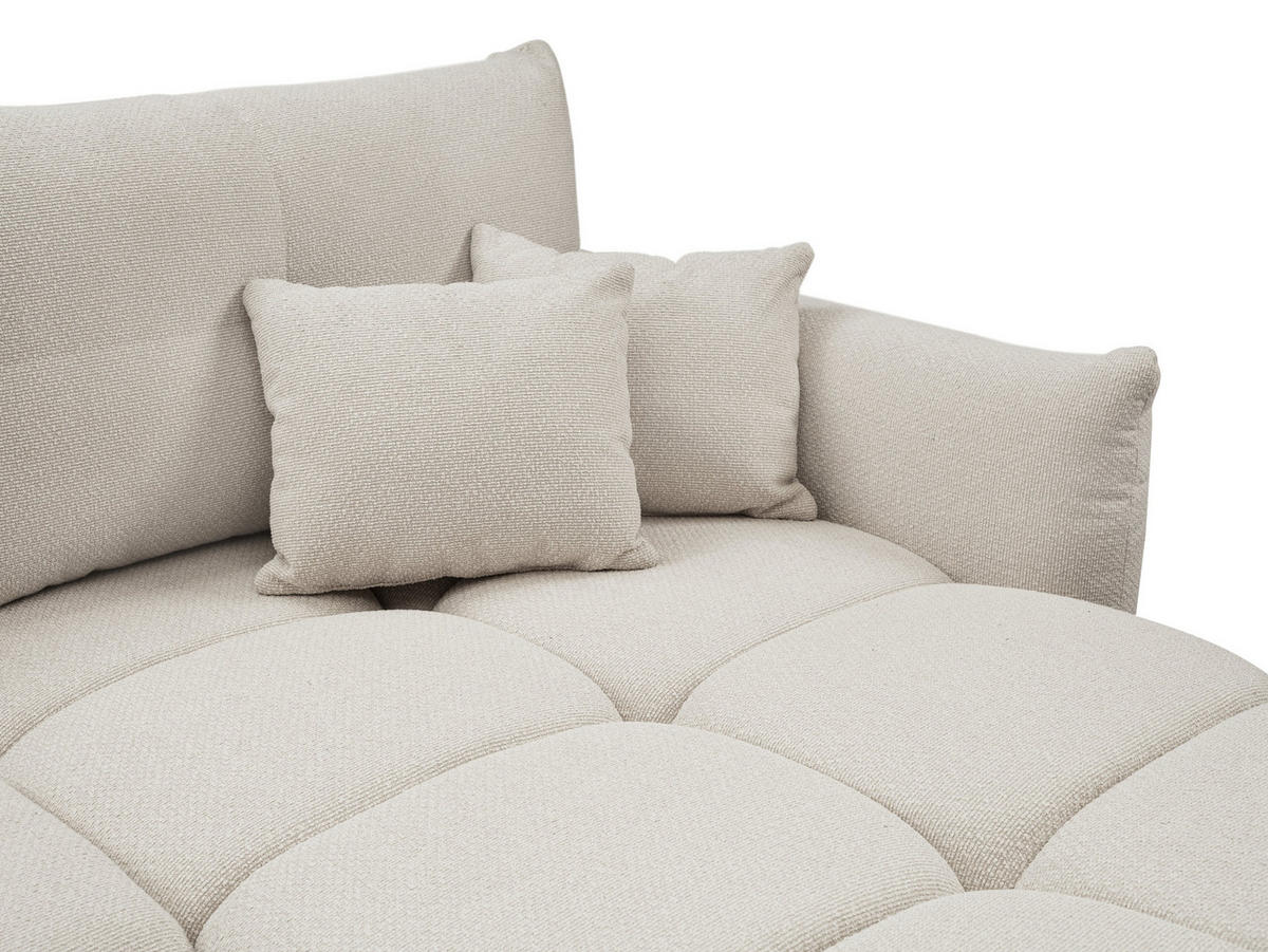 ECKSOFA MODA E Beige Geflochtener Stoff mit Schlaffunktion - Beige, Holz (257/177cm) - MASSENO