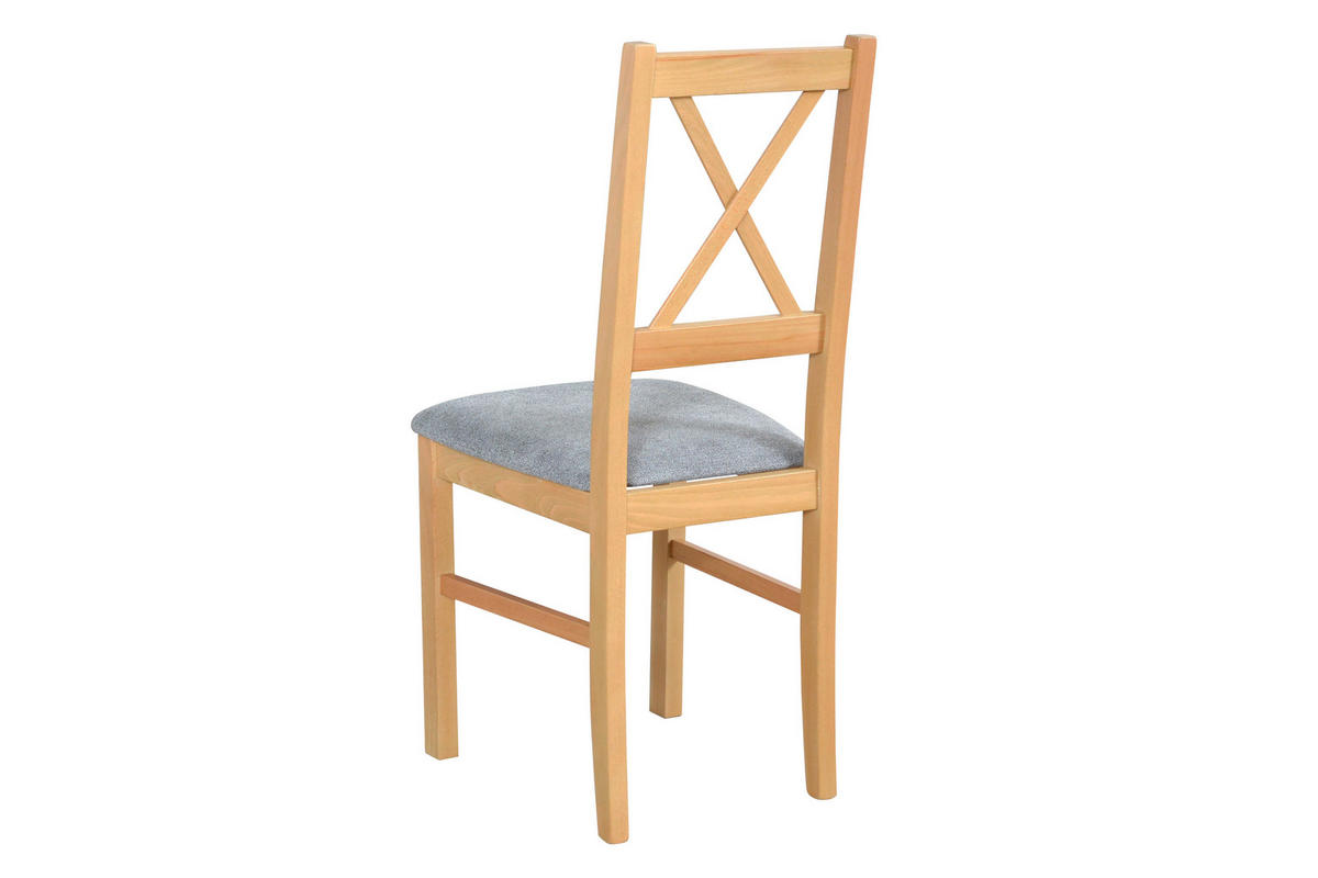 STUHL Nilo 10 (6er Set) - Birkefarben/Grau, Holz (43/94/40cm) - Leaf Design