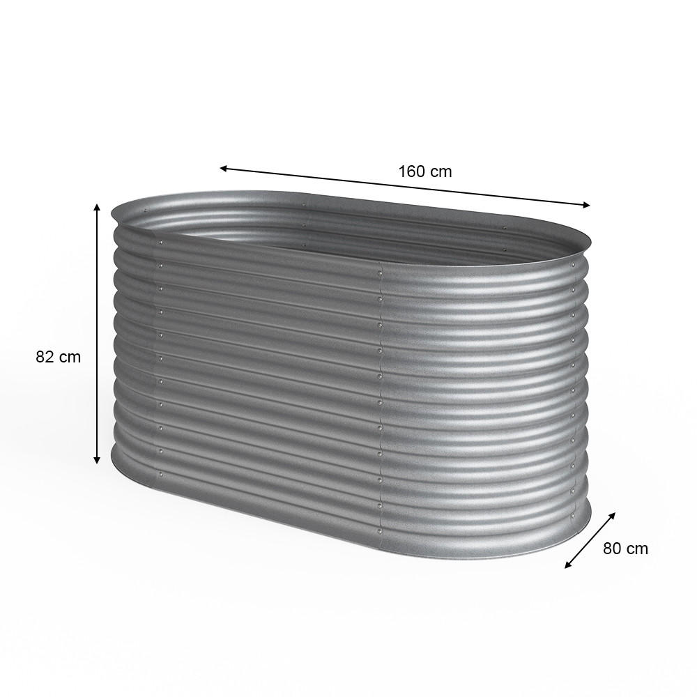 Thumbnail - OK-Living Hochbeet, Silber, Metall, Oval, 160x80x82 cm, Gartenzubehör, Hochbeete