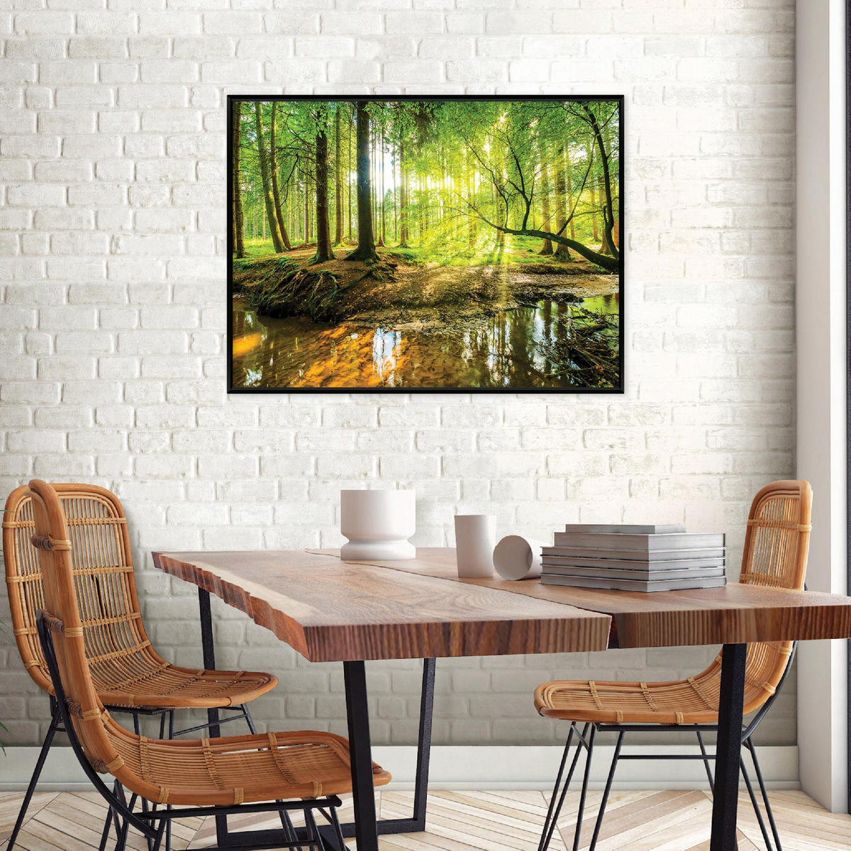 BILDER mit Rahmen Wald Bäume Grün 60x40 cm - Multicolor, Holzwerkstoff (60/40cm) - Wallarena