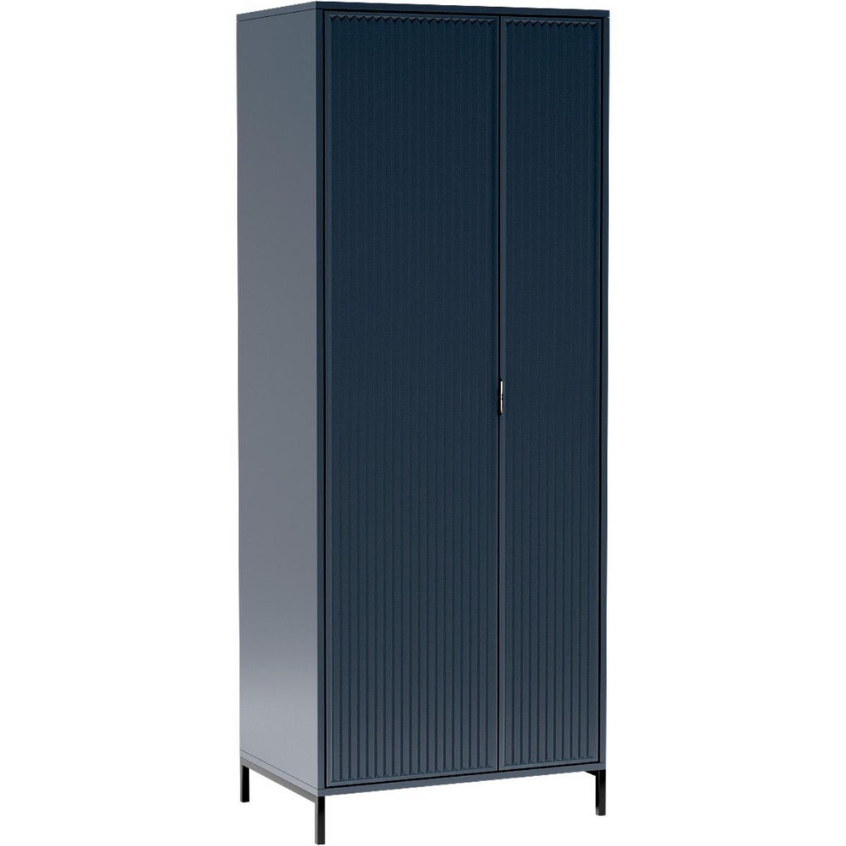 DREHTÜRENSCHRANK Linna mit zwei Türen 80 cm Dunkelblau - Schwarz/Dunkelblau, Holzwerkstoff/Metall (80/196/55cm) - Beautysofa