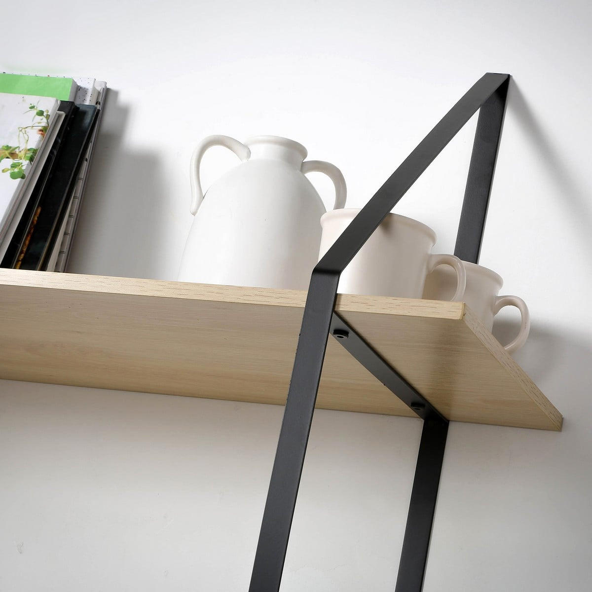 WANDREGAL mit großer Tiefe und 2 Ebenen - P30 cm. - Eschefarben, Holzwerkstoff (30/60/80cm) - Calicosy